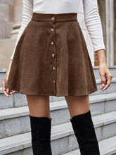 Load image into Gallery viewer, Women’s Solid Color Corduroy Button Front Skirt
