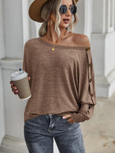 Load image into Gallery viewer, Women’s Solid Color Relaxed Buttons Long Sleeve T Shirt
