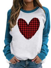 Load image into Gallery viewer, Valentine&#39;s Day Pink Heart Raglan Pullover Casual Printed Round Neck Top

