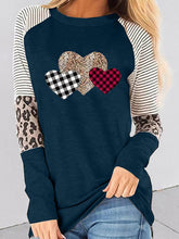 Load image into Gallery viewer, Women&#39;s Valentine&#39;s Day Long Sleeve Mosaic Peach Heart Casual Round Neck Loose Top
