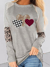 Load image into Gallery viewer, Women&#39;s Valentine&#39;s Day Long Sleeve Mosaic Peach Heart Casual Round Neck Loose Top

