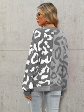 Load image into Gallery viewer, Single Breasted Street Panel Leopard Print Oversized Knit Cardigan Sweater
