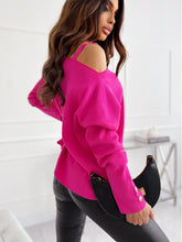 Load image into Gallery viewer, Women’s Chic Solid Color Asymmetric Neckline Embellished Long Sleeves Sweater
