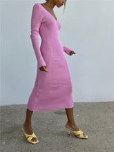 Load image into Gallery viewer, Slim long-sleeved knitted women&#39;s bottoming fashion all-match dress
