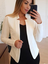 Load image into Gallery viewer, Women’s Solid Color Crop Slit Trim Long Sleeve Open Front Cardigan Jacket
