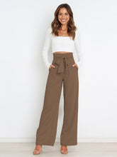 Load image into Gallery viewer, Women&#39;s Solid Color Chic And Fun Belted Wide Leg Trousers
