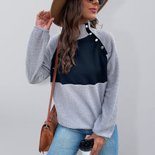Load image into Gallery viewer, Women&#39;s new color-blocking long-sleeved half-high collar fleece sweatshirt

