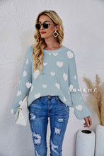 Load image into Gallery viewer, Valentine&#39;s Day Knitted Heart Round Neck Knit Pullover Long Sleeve Sweater Women
