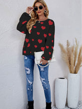 Load image into Gallery viewer, Valentine&#39;s Day Knitted Heart Round Neck Knit Pullover Long Sleeve Sweater Women
