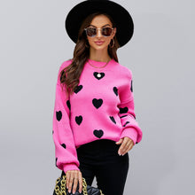 Load image into Gallery viewer, Valentine&#39;s Day Heart Pullover Women&#39;s Knitwear Large Size Loose Sweater
