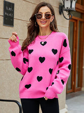 Load image into Gallery viewer, Valentine&#39;s Day Heart Pullover Women&#39;s Knitwear Large Size Loose Sweater
