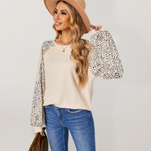 Load image into Gallery viewer, Women&#39;s European and American Leopard Print Round Neck Pullover with Long Sleeves
