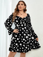 Load image into Gallery viewer, Plus size polka dot casual waist long sleeve dress
