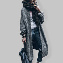Load image into Gallery viewer, Women&#39;s Solid Color Open Front Cable Knit Longline Cardigan
