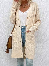 Load image into Gallery viewer, Long Twist Sweater New Arrival Button Straight Pocket Cardigan
