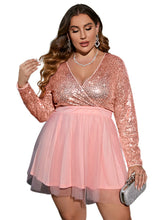 Load image into Gallery viewer, Plus Size Women&#39;s Sequin Stitching Mesh Sexy Sweet Party Dress
