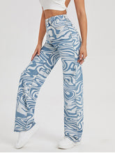 Load image into Gallery viewer, Women&#39;s loose water ripple printed straight denim trousers
