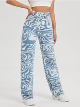 Load image into Gallery viewer, Women&#39;s loose water ripple printed straight denim trousers

