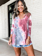 Load image into Gallery viewer, Women&#39;s tie-dye V-neck casual long-sleeve T-shirt
