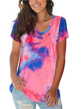 Load image into Gallery viewer, Women&#39;s wear European and American street trendsetter pullover tie dyed V-neck women&#39;s T-shirt women
