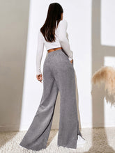 Load image into Gallery viewer, Women&#39;s Solid Color Elastic Waistband Corduroy Wide Leg Slit Trousers
