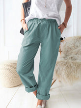 Load image into Gallery viewer, New style solid color casual elastic high waist straight trousers women

