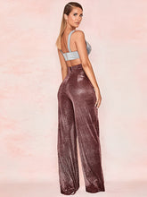 Load image into Gallery viewer, Hot Silver Wide Leg Pants High Waist Straight Ladies Casual Pants
