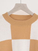 Load image into Gallery viewer, Round neck knitted pullover elegant commuter plaid sweater
