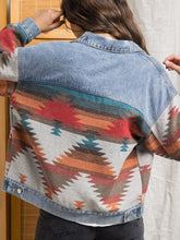 Load image into Gallery viewer, Lapel loose denim stitching woolen coat women&#39;s retro jacket
