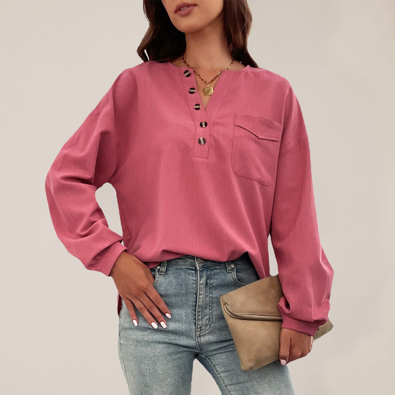 Women's woven half cardigan long-sleeved casual shirt