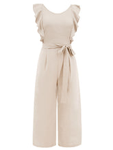 Load image into Gallery viewer, Women&#39;s Solid Color Flutter-sleeve Belted Cropped Jumpsuit
