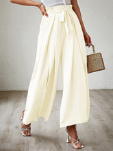 Load image into Gallery viewer, New bow loose high waist pleated wide leg pants with belt pants
