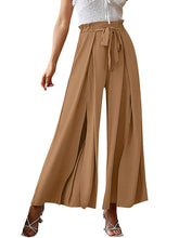 Load image into Gallery viewer, New bow loose high waist pleated wide leg pants with belt pants
