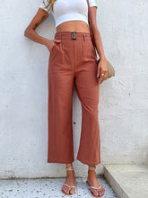 Load image into Gallery viewer, Women&#39;s Solid Color Belted Crop Wide-leg Pants
