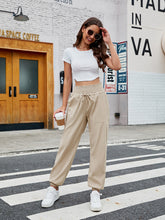 Load image into Gallery viewer, Women&#39;s Woven Elastic Bound High Waist Casual Pants
