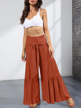 Load image into Gallery viewer, Women&#39;s woven strap elastic waist this kind of wide-leg A-type casual trousers
