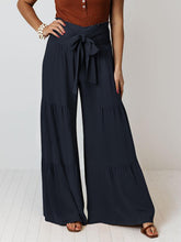 Load image into Gallery viewer, Women&#39;s woven strap elastic waist this kind of wide-leg A-type casual trousers
