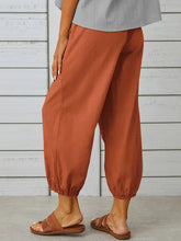 Load image into Gallery viewer, Loose high-waisted button-down cotton and linen cropped trousers wide-leg women&#39;s trousers
