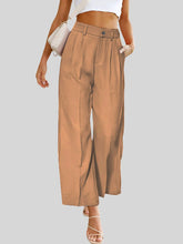 Load image into Gallery viewer, Women&#39;s Casual Wide Leg Dress Pants High Waist Button Down Trousers With Pockets
