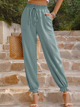 Load image into Gallery viewer, Women&#39;s Solid Color Elastic Waist Drawstring Pants
