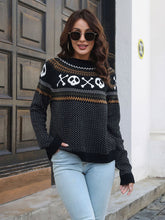 Load image into Gallery viewer, Halloween Skull Polka Dot Long Sleeve Knitted Sweater Women
