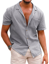 Load image into Gallery viewer, Men&#39;s Woven Linen Loose Lapel Shirt
