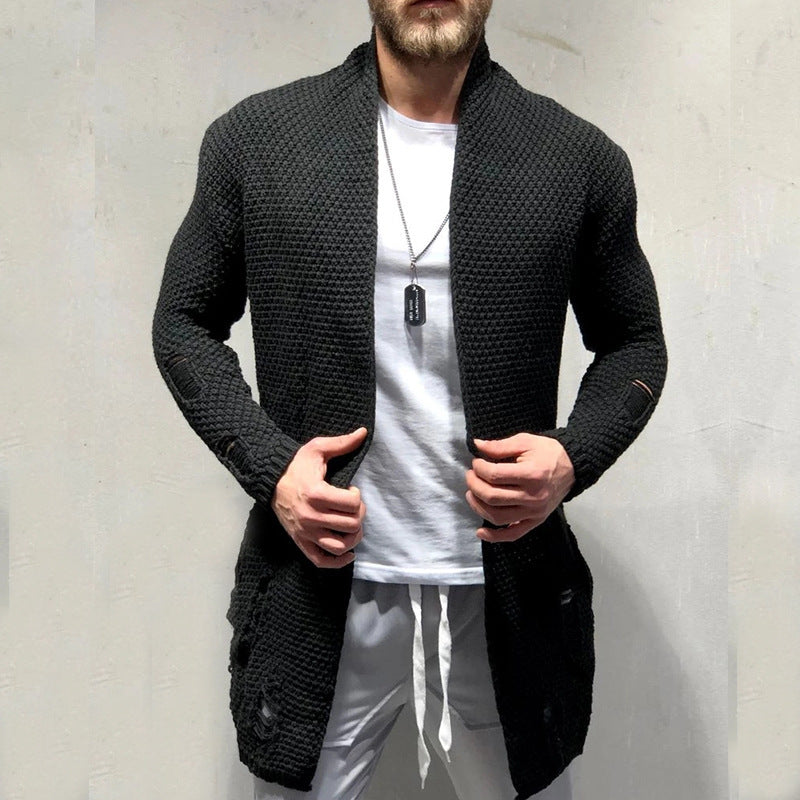 Solid Color Mid-Length Loose Cardigan Knitted Jacket