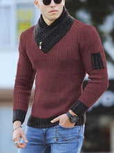 Load image into Gallery viewer, Men&#39;s Contrasting Color Stitching Scarf Business Casual Sweater
