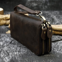 Load image into Gallery viewer, Horse Leather Dual Zipper Clutch Purse for Men
