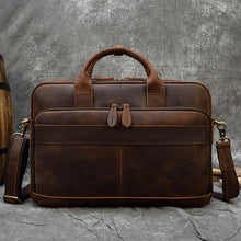 Load image into Gallery viewer, Men Briefcase Genuine Leather Laptop Bag 15.6&quot; PC Doctor Lawyer Computer Bag
