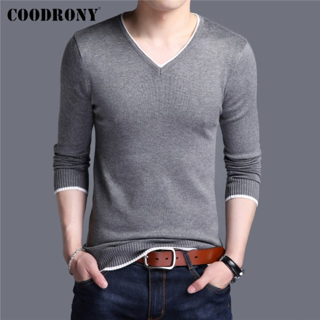 Casual V-Neck Pull Homme Knitwear