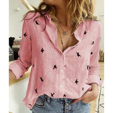 Load image into Gallery viewer, Linen Birds Print Loose Shirts
