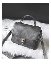 Load image into Gallery viewer, Leather Lock Vintage Brown Crossbody Bag

