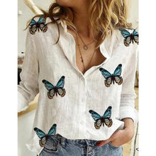 Load image into Gallery viewer, Linen Birds Print Loose Shirts

